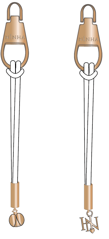 Drawcord tips with ladybird and monogram charms