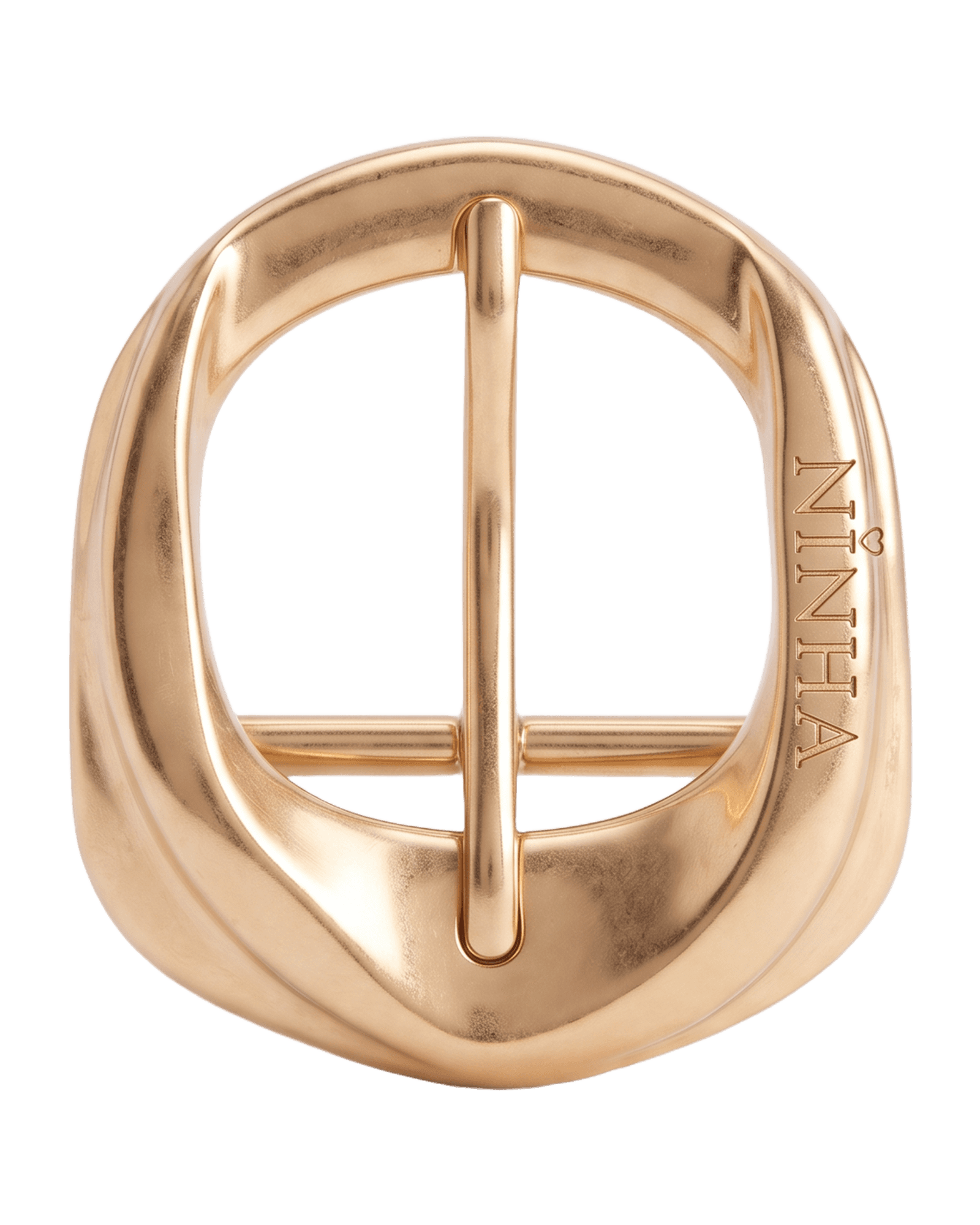 Molten Buckle, front, polished gold
