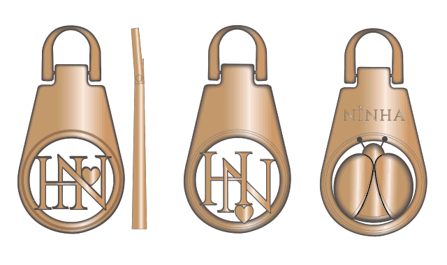 Monogram and ladybird zip pulls