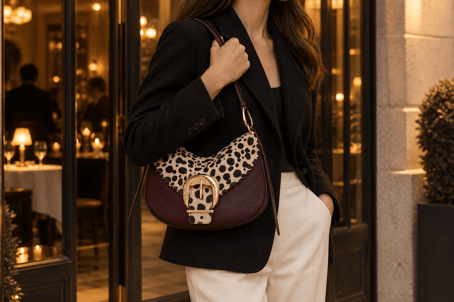 Shrunken Molten Buckle Hobo styled for everyday life